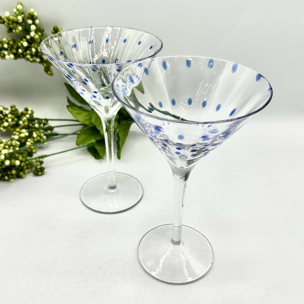 🪁HP! Blue Polka Dotted Martini Glasses